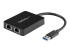 StarTech.com USB 3.0 till Dubbel Port Gigabit Ethernet-nätverksadapter med USB-port - Vänster vinkel