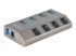 StarTech.com 4-Port Self-Powered USB-C Hub with Individual On/Off Switches, USB 3.0 5Gbps Expansion Hub w/Power Supply, Desktop/Laptop USB-C to USB-A Hub, 4x BC 1.2 (1.5A), USB Type C Hub - Vänster vinkel