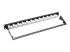 Eaton Tripp Lite Series 24-Port 1U Rack-Mount Cat6a/Cat6/Cat5e Offset Feed-Through Patch Panel with Cable Management Bar, RJ45 Ethernet, TAA - Vänster vinkel