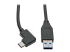 Eaton Tripp Lite Series USB-C to USB-A Cable (M/M), Right-Angle C, USB 3.2 Gen 1 (5 Gbps), Thunderbolt 3 Compatible, 3 ft. (0.91 m) - Närbild